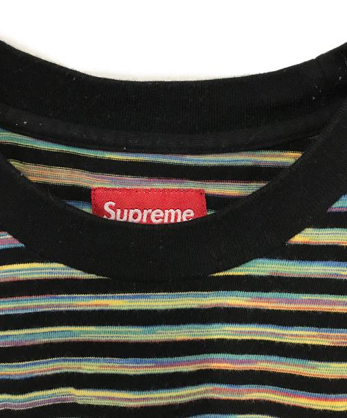SUPREME（シュプリーム）SUPREME (シュプリーム) 18SS STATIC STRIPE TOP / ロゴ刺繍ボーダーTシャツ マルチカラー サイズ:Ｍの古着・服飾アイテム