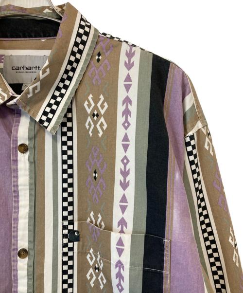 CarHartt（カーハート）CarHartt (カーハート) L/S COBA STRIPE SHIRT - Coba Stripe ブラウン×パープル サイズ:XLの古着・服飾アイテム