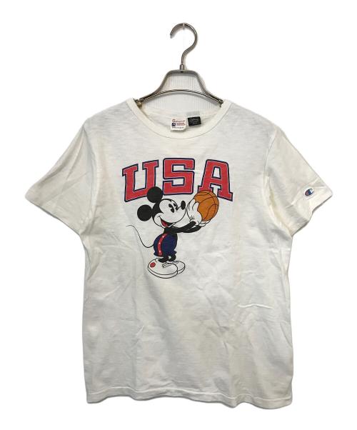 Champion（チャンピオン）Champion (チャンピオン) Disney (ディズニー) 半袖カットソー ホワイト サイズ:Mの古着・服飾アイテム