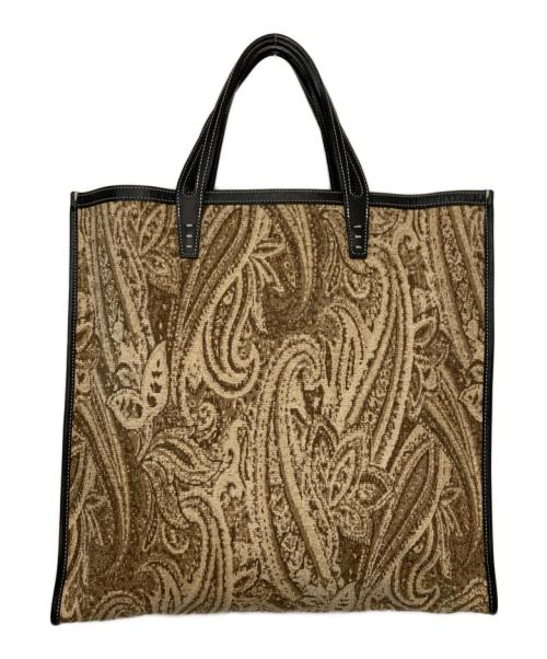 A VACATION（ア ヴァケーション）A VACATION (ア ヴァケーション) ROCKパイピングペイズリートートバッグ ベージュ×ブラウンの古着・服飾アイテム