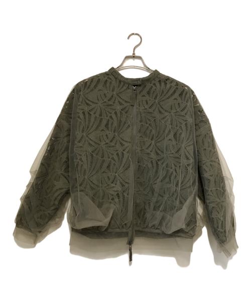 AULA AILA（アウラアイラ）AULA AILA (アウラアイラ) チュールレイヤードブルゾン カーキの古着・服飾アイテム