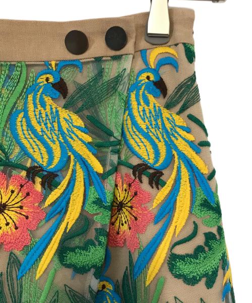 Diagram GRACE CONTINENTAL（ダイアグラム グレースコンチネンタル）Diagram GRACE CONTINENTAL (ダイアグラム グレースコンチネンタル) ボタニカルレーススカート ベージュ×グリーン サイズ:36の古着・服飾アイテム