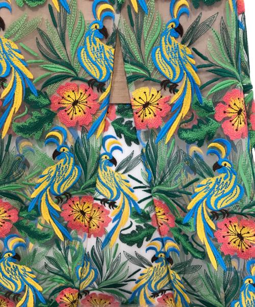 Diagram GRACE CONTINENTAL（ダイアグラム グレースコンチネンタル）Diagram GRACE CONTINENTAL (ダイアグラム グレースコンチネンタル) ボタニカルレーススカート ベージュ×グリーン サイズ:36の古着・服飾アイテム