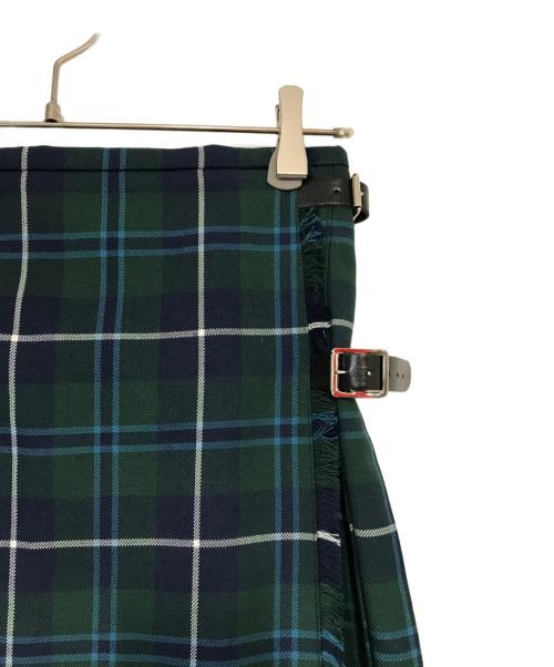GLEN FYNE（グレンファイン）GLEN FYNE (グレンファイン) 別注プリーツラップスカート グリーン×ネイビー サイズ:記載なしの古着・服飾アイテム