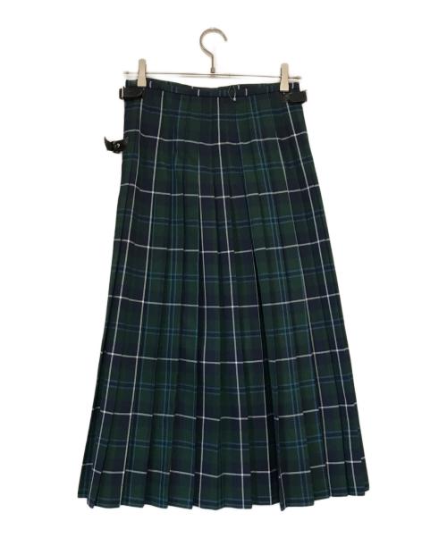 GLEN FYNE（グレンファイン）GLEN FYNE (グレンファイン) 別注プリーツラップスカート グリーン×ネイビー サイズ:記載なしの古着・服飾アイテム