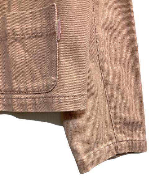 PINK HOUSE（ピンクハウス）PINK HOUSE (ピンクハウス) パワーショルダーノーカラースナップジャケット ピンク サイズ:Lの古着・服飾アイテム
