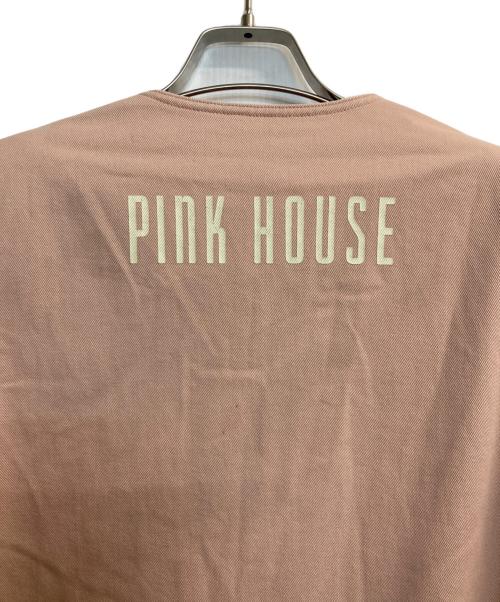 PINK HOUSE（ピンクハウス）PINK HOUSE (ピンクハウス) パワーショルダーノーカラースナップジャケット ピンク サイズ:Lの古着・服飾アイテム
