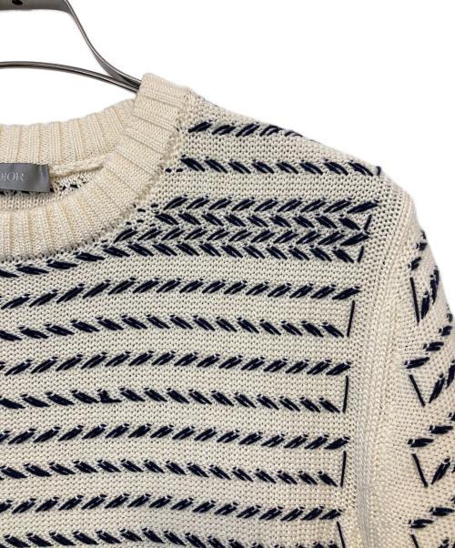 Dior（ディオール）DIOR (ディオール) ロゴボーダーニット アイボリー×ブラック サイズ:Mの古着・服飾アイテム