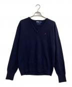 POLO RALPH LAURENポロ・ラルフローレン）の古着「ウールVネックニット」｜ネイビー
