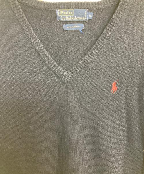 POLO RALPH LAUREN（ポロ・ラルフローレン）POLO RALPH LAUREN (ポロ・ラルフローレン) ウールVネックニット ネイビー サイズ:ＬＬの古着・服飾アイテム