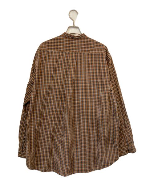 DANTON（ダントン）DANTON (ダントン) BROAD CHECK BAND COLLAR SHIRT ブラウン サイズ:40の古着・服飾アイテム