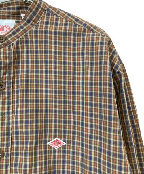 DANTON（ダントン）DANTON (ダントン) BROAD CHECK BAND COLLAR SHIRT ブラウン サイズ:40の古着・服飾アイテム