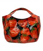 Think Bee!シンクビー!）の古着「イチゴ柄エナメルトートバッグ」｜ブラック