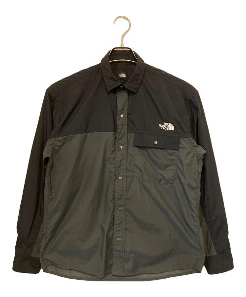 THE NORTH FACE（ザ ノース フェイス）THE NORTH FACE (ザ ノース フェイス) Nuptse L/S Shirt／ロングスリーブヌプシシャツ ブラック×グレー サイズ:Sの古着・服飾アイテム