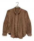 HER LIP TOハーリップトゥ）の古着「Bow-Tie Lace Trimming Blouse」｜ブラウン