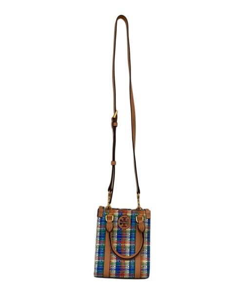 TORY BURCH（トリーバーチ）TORY BURCH (トリーバーチ) BLAKE PLAID MINI SHOPPER / 2wayミニショルダーバッグ レッド×ブルーの古着・服飾アイテム