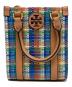 TORY BURCH（トリーバーチ）の古着「BLAKE PLAID MINI SHOPPER / 2wayミニショルダーバッグ」｜レッド×ブルー