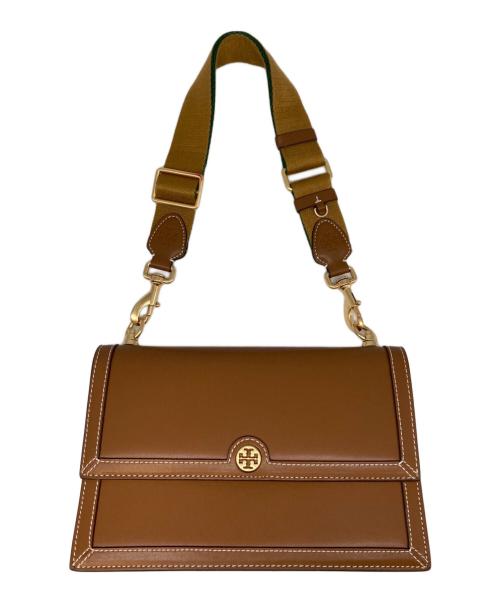 TORY BURCH（トリーバーチ）TORY BURCH (トリーバーチ) T MONOGRAM LEATHER SHOULDER BAG / レザーショルダーバッグ ブラウンの古着・服飾アイテム