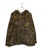 KEBOZケボズ）の古着「COTTON RIPSTOP HALF ZIP HOODED SHIRT」｜グリーン