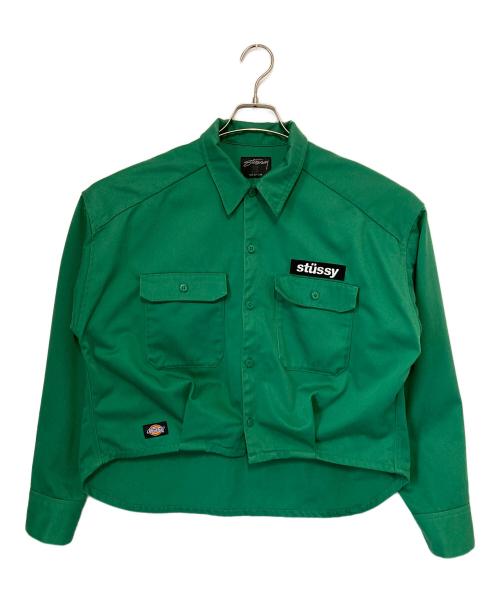 stussy（ステューシー）stussy (ステューシー) Dickies (ディッキーズ) ショートワークシャツジャケット グリーン サイズ:Mの古着・服飾アイテム