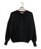 ESTNATIONエストネーション）の古着「ミラノリブクルーネックカーディガン」｜ブラック