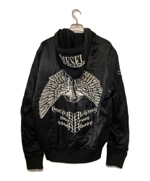DIESEL（ディーゼル）DIESEL (ディーゼル) J-KANYEV 刺繍フーデッドスカジャン ブラック サイズ:Ｍの古着・服飾アイテム