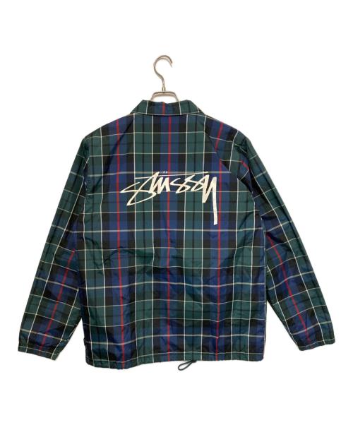 stussy（ステューシー）stussy (ステューシー) クルーズチェックコーチジャケット グリーン×ブラック サイズ:Ｍの古着・服飾アイテム