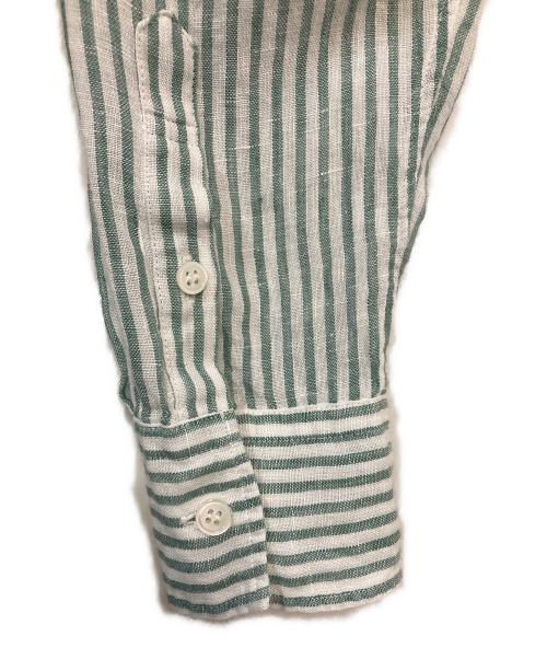 23区（ニジュウサンク）23区 (ニジュウサンク) ストライプリネンシャツ グリーン×ホワイト サイズ:Ｍの古着・服飾アイテム