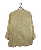 23区ニジュウサンク）の古着「LIBECO バンドカラー ビッグシルエット シャツ」｜イエロー×ホワイト