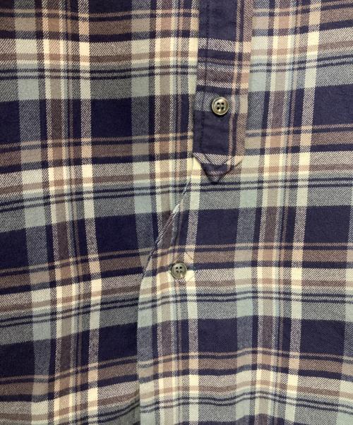 Maison Margiela 10（メゾンマルジェラ 10）Maison Margiela 10 (メゾンマルジェラ 10) エルボーパッチフランネルチェックシャツ ネイビー×ホワイト サイズ:48の古着・服飾アイテム