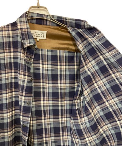 Maison Margiela 10（メゾンマルジェラ 10）Maison Margiela 10 (メゾンマルジェラ 10) エルボーパッチフランネルチェックシャツ ネイビー×ホワイト サイズ:48の古着・服飾アイテム