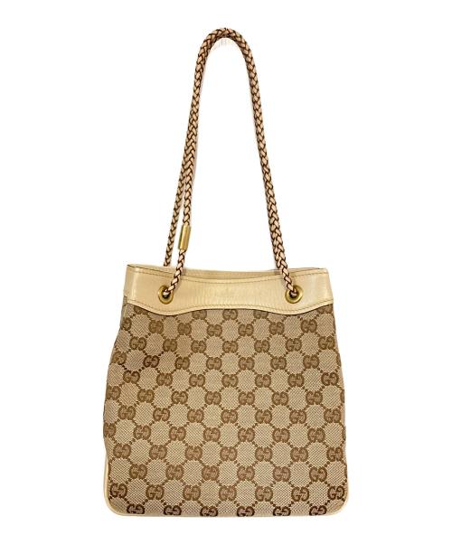 GUCCI（グッチ）GUCCI (グッチ) GGキャンバスロープハンドルハンドバッグ ベージュの古着・服飾アイテム