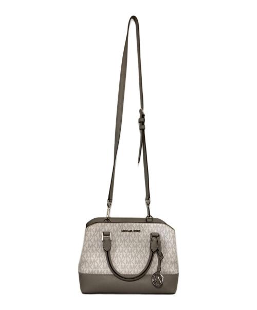 MICHAEL KORS（マイケル・コース）MICHAEL KORS (マイケルコース) モノグラム2WAYショルダーバッグ ホワイト×グレーの古着・服飾アイテム