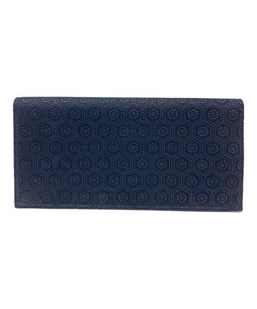 印傳屋（インデンヤ）印傳屋 (インデンヤ) 亀甲柄長財布 ネイビーの古着・服飾アイテム