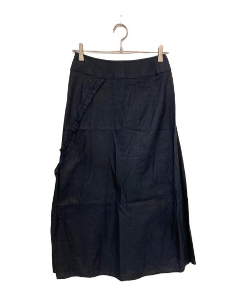 JURGEN LEHL（ヨーガンレール）JURGEN LEHL (ヨーガンレール) リネン混ラップスカート ネイビー サイズ:Mの古着・服飾アイテム