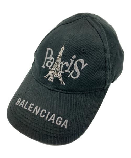 BALENCIAGA（バレンシアガ）BALENCIAGA (バレンシアガ) CITIES PARIS CAP / エッフェルパリ刺繍キャップ ブラックの古着・服飾アイテム