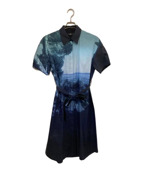 PS Paul Smith（ＰＳポールスミス）PS Paul Smith (ＰＳポールスミス) 風景画柄シャツワンピース ネイビー サイズ:40の古着・服飾アイテム