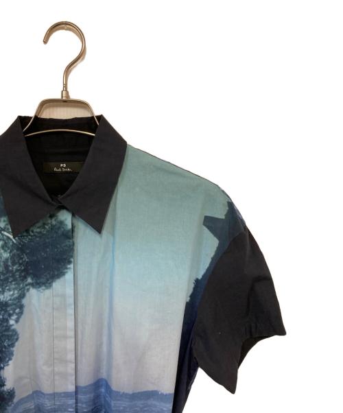 PS Paul Smith（ＰＳポールスミス）PS Paul Smith (ＰＳポールスミス) 風景画柄シャツワンピース ネイビー サイズ:40の古着・服飾アイテム