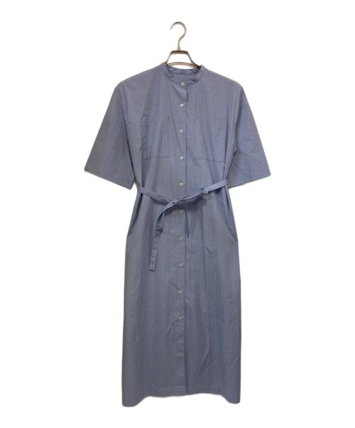 MACKINTOSH LONDON（マッキントッシュ ロンドン）MACKINTOSH LONDON (マッキントッシュ ロンドン) ストライプベルテッドシャツワンピース ホワイト×ブルー サイズ:36の古着・服飾アイテム