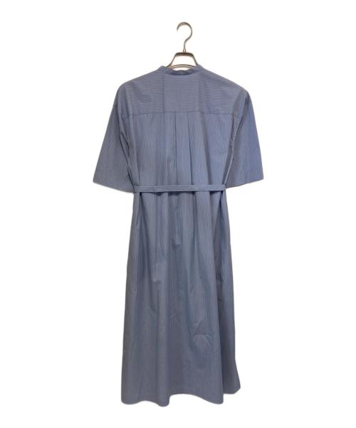 MACKINTOSH LONDON（マッキントッシュ ロンドン）MACKINTOSH LONDON (マッキントッシュ ロンドン) ストライプベルテッドシャツワンピース ホワイト×ブルー サイズ:36の古着・服飾アイテム