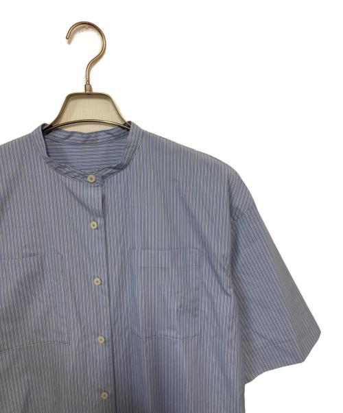 MACKINTOSH LONDON（マッキントッシュ ロンドン）MACKINTOSH LONDON (マッキントッシュ ロンドン) ストライプベルテッドシャツワンピース ホワイト×ブルー サイズ:36の古着・服飾アイテム