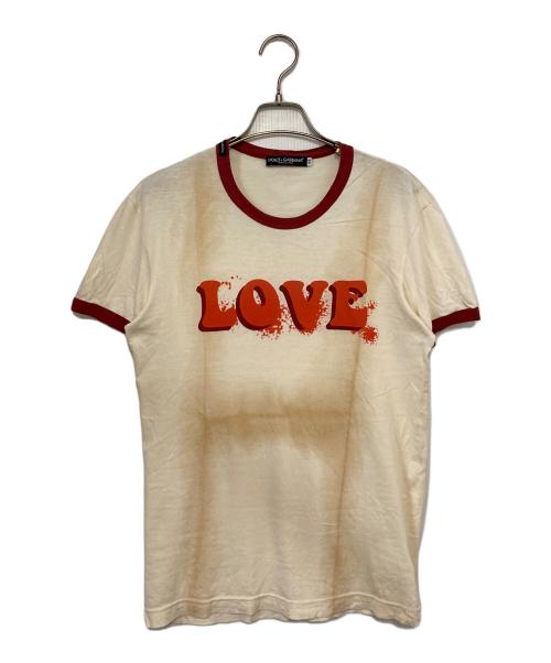 DOLCE & GABBANA（ドルチェ＆ガッバーナ）DOLCE & GABBANA (ドルチェ＆ガッバーナ) リンガーTシャツ レッド×アイボリー サイズ:44の古着・服飾アイテム