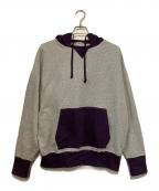 THE BOLDMANザボールドマン）の古着「After Hoodie/バイカラーフード後付けパーカー」｜パープル×グレー