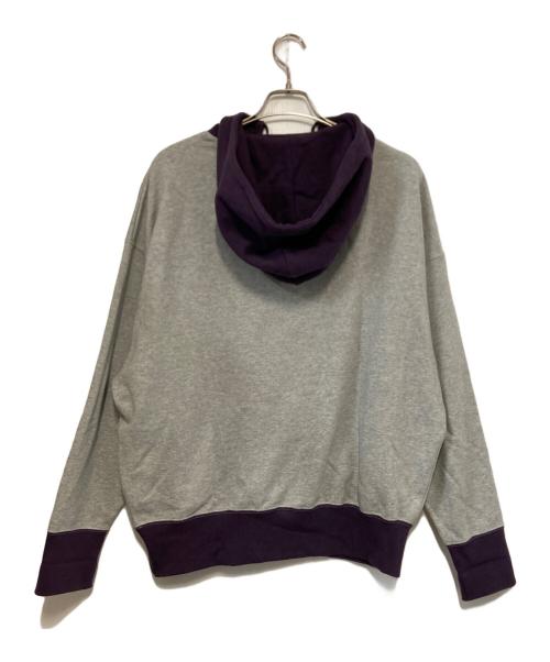THE BOLDMAN（ザボールドマン）THE BOLDMAN (ザボールドマン) After Hoodie/バイカラーフード後付けパーカー パープル×グレー サイズ:Ｌの古着・服飾アイテム