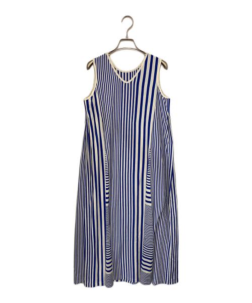 MACPHEE（マカフィー）MACPHEE (マカフィー) ストライプノースリーブワンピース ブルー サイズ:36の古着・服飾アイテム