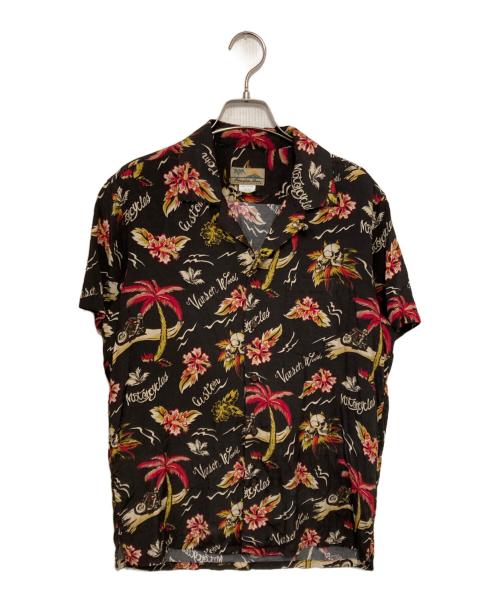 Hawaiian moon（ハワイアンムーン）Hawaiian moon (ハワイアンムーン) レーヨンアロハシャツ ブラウン サイズ:不明の古着・服飾アイテム