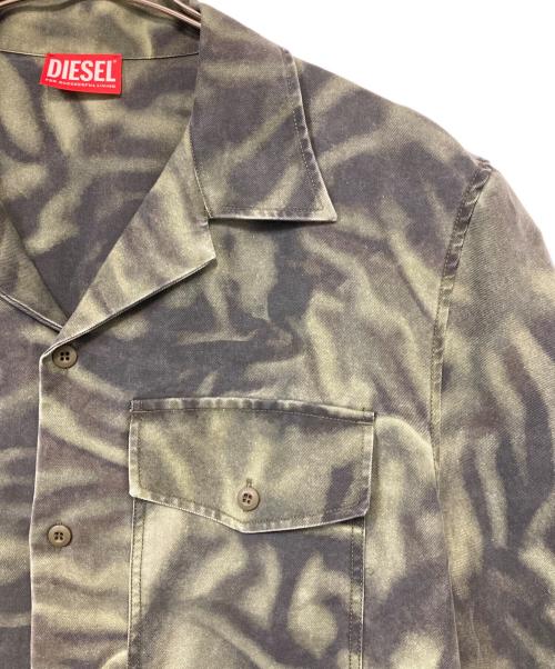 DIESEL（ディーゼル）DIESEL (ディーゼル) S-SAM-ZEBRA / ゼブラ柄半袖シャツ グリーン×ブラック サイズ:50の古着・服飾アイテム