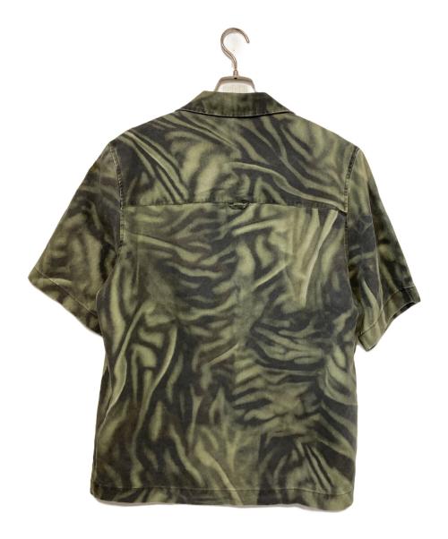 DIESEL（ディーゼル）DIESEL (ディーゼル) S-SAM-ZEBRA / ゼブラ柄半袖シャツ グリーン×ブラック サイズ:50の古着・服飾アイテム