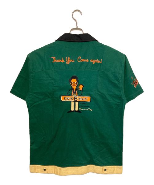 The Simpsons（ザ シンプソンズ）The Simpsons (ザ シンプソンズ) ボーリングシャツ オレンジ×グリーン サイズ:Ⅼの古着・服飾アイテム