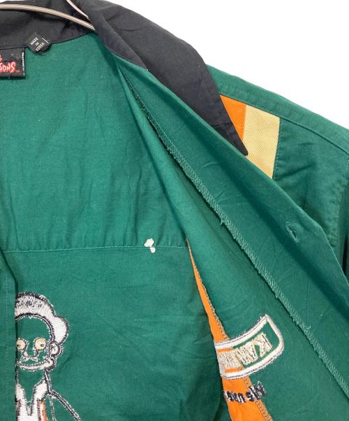 The Simpsons（ザ シンプソンズ）The Simpsons (ザ シンプソンズ) ボーリングシャツ オレンジ×グリーン サイズ:Ⅼの古着・服飾アイテム